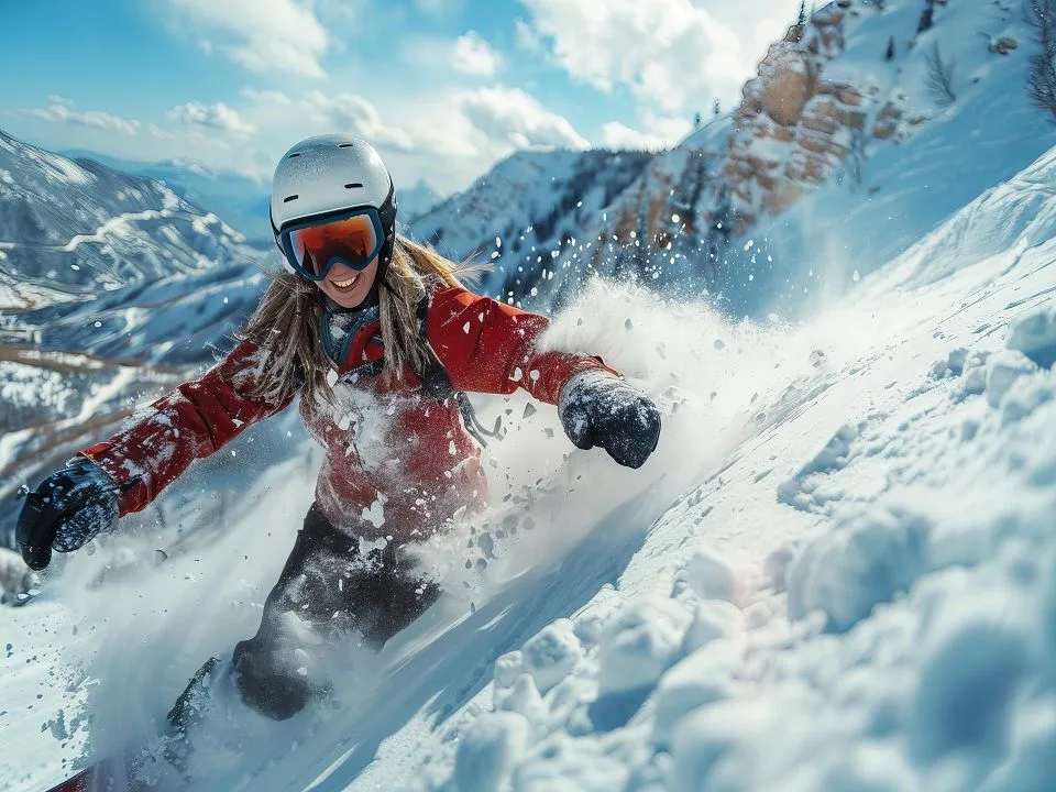 happy-woman-enjoying-snowboarding